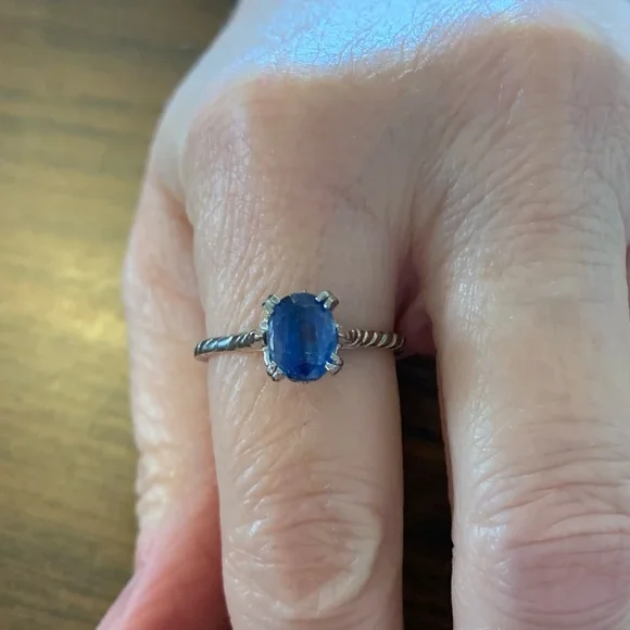 Oval Natural Iolite Oval Solitaire Ring Sterling silver 925 Sz 9 and Sz 11 - Picture 4 of 9